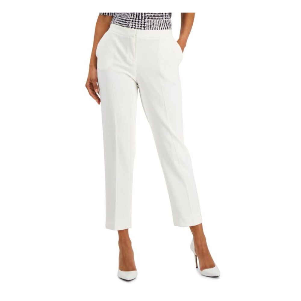 KASPER Womens White Zippered Mid-rise Ankle Wear To Work Straight leg Pants 16